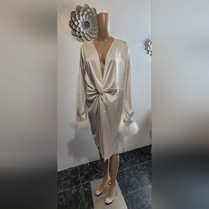 White Plus size satin dress